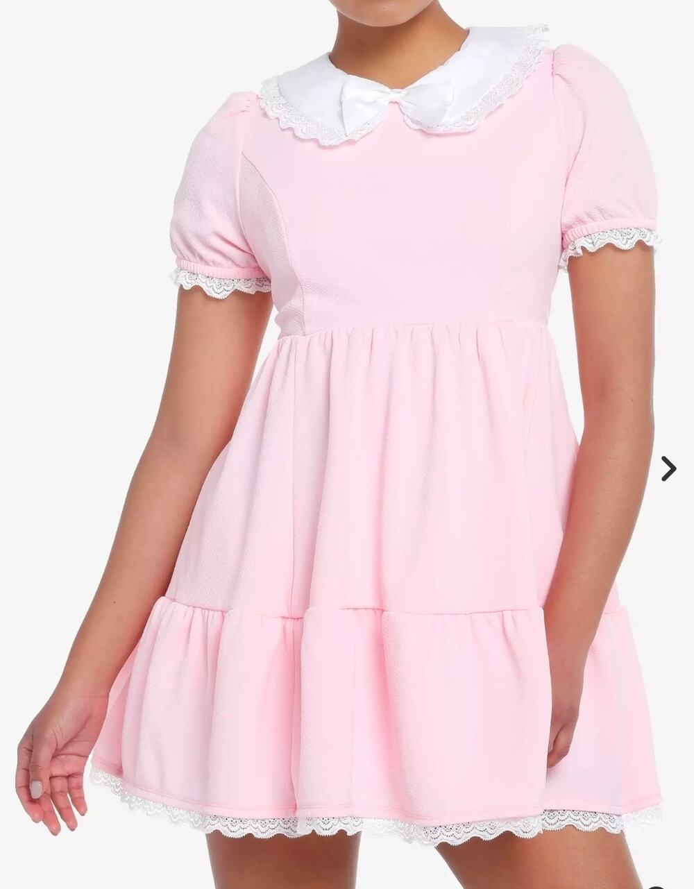 Sweet Society Pastel Pink Collared Short Dress Coquette Pastelcore Chibi XL 4088